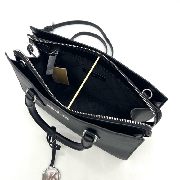 Michael Kors Sheila Medium Center Zip Satchel Bag Black - Picture 4 of 11